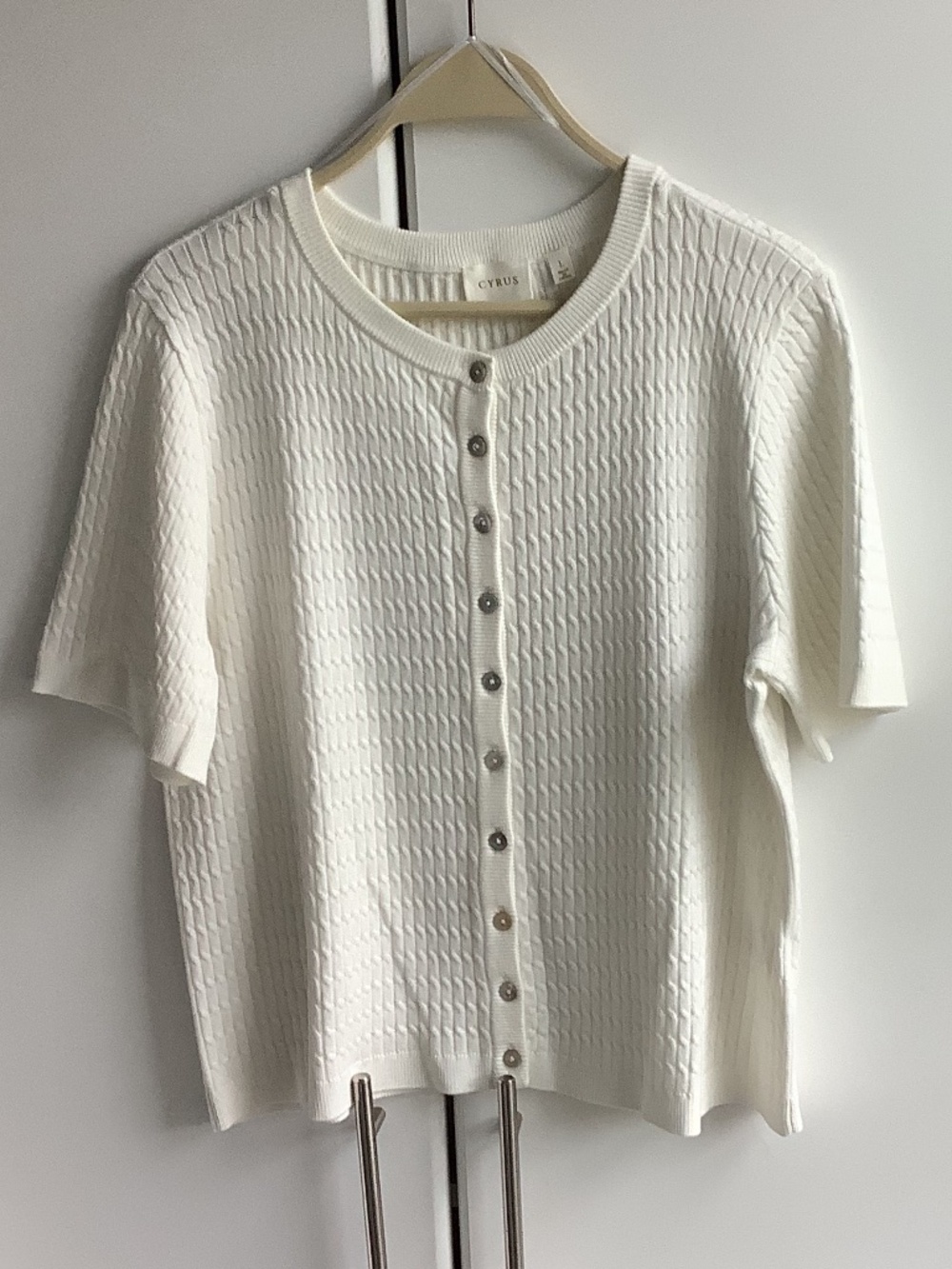 Women Top Button Down Shirts, Size L, White